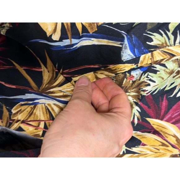 Zara Basic Tropical Bird Palm Print Bomber Jacket Black Multi Small 7484/229 - Picture 10 of 12